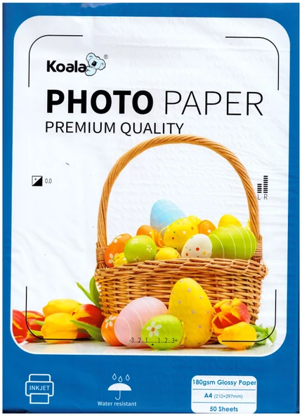 Koala Papers Canon E414 Yazıcı için Pg-46 Cl-56 Fotoğraf Kağıdı A4 Premium Parlak 180 gr 50 Yp