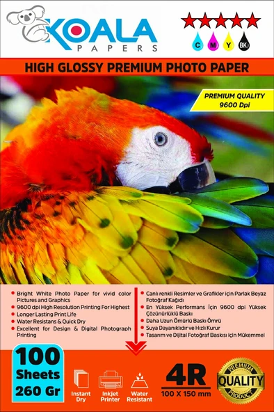 Koala Papers Canon E414 Yazıcı için Pg-46 Cl-56 Evertday Premium Parlak 10x15cm Fotoğraf kağıdı 260 gr. 100 Adet ürün görseli