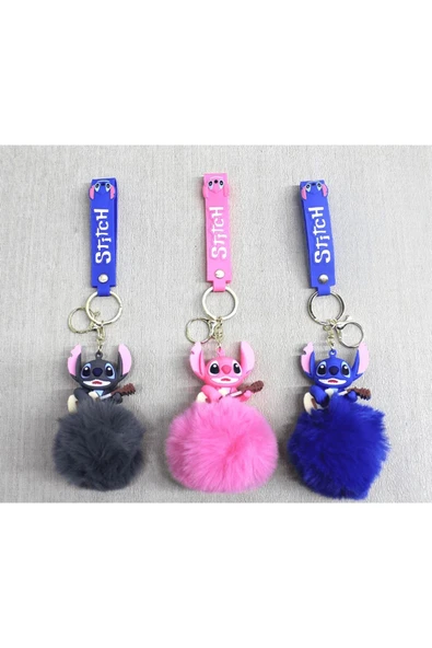 Ponponlu Stitch Anahtarlık | Karakter Figürü Alk4245 | Lisinya - 1