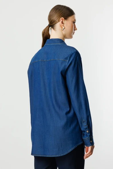 Ekol Kelebek İşlemeli Büyük Beden Gömlek - 4