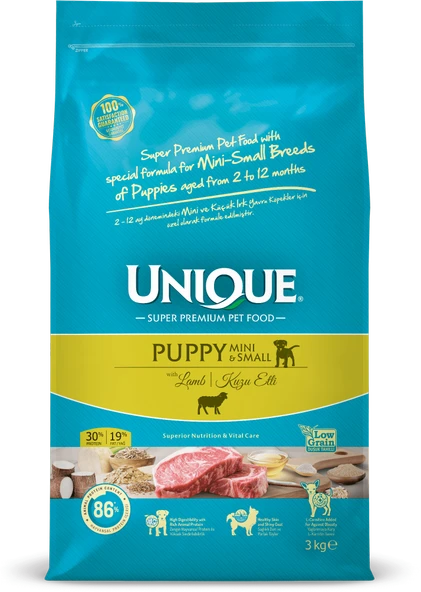 UNIQUE puppy mını&small kuzu etli 3 kg köpek maması - 1