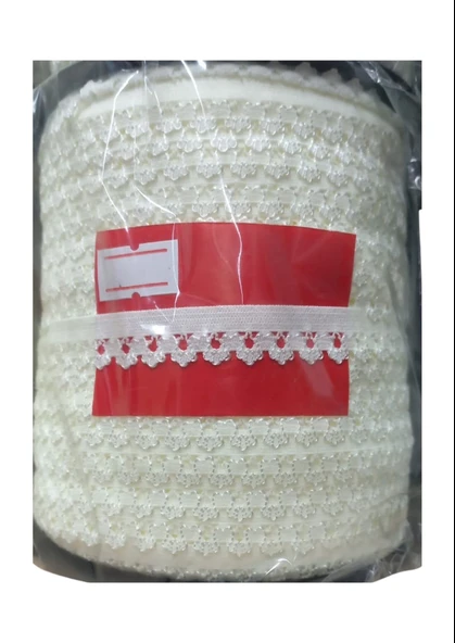Çamaşır Lastiği Dantelli 1 cm 1 Metre Ekru - 1