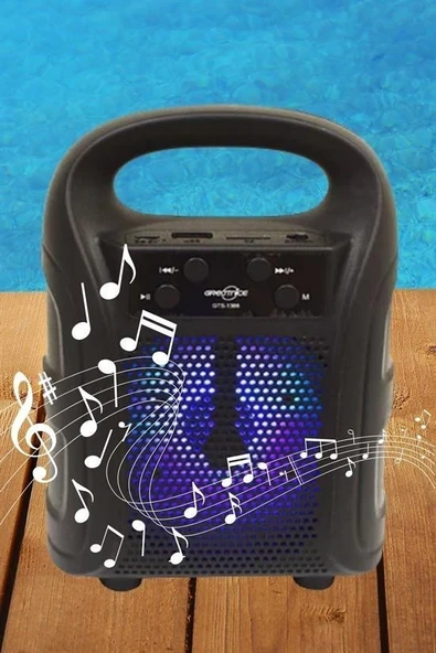 Tutmalı Mini Hoparlör Işıklı Taşınabilir Bluetooth Wireless Radyolu Sd Kart ve USB Girişli Hoparlör - Resim 7