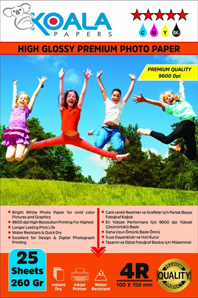 Koala Papers Canon E414 Yazıcı için Pg-46 Cl-56 Evertday Premium Parlak 10x15cm Fotoğraf kağıdı 260 gr. 25 Adet ürün görseli