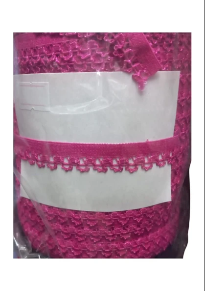 Çamaşır Lastiği Dantelli 1 cm 75 Metre 1 Top Fuşya - 1