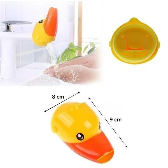 Fege Store ® Çocuklar İçin Eğitici ve Güvenli Musluk Uzatıcı Genişletici Başlık Aparatı Ördek Figürlü - 5