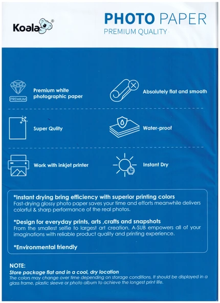 Koala Papers Canon İX6850 550XL ile uyumlu Yapışkanlı Adhesive Sticker Premium Parlak  A4 Fotoğraf kağıdı 150 gr. 20 Adet - Resim 2