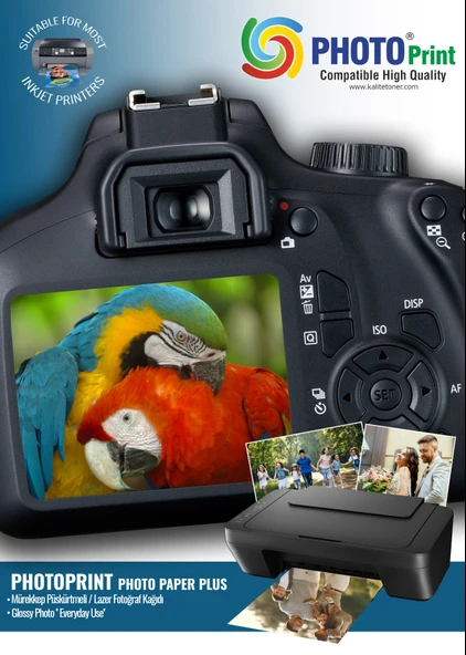 Photo Print Canon E414 için 50 Adet A4 Parlak Kuşe Kağıt 300 Gram (Tüm Mürekkepli ve laser Yazıcılar İçin) ürün görseli