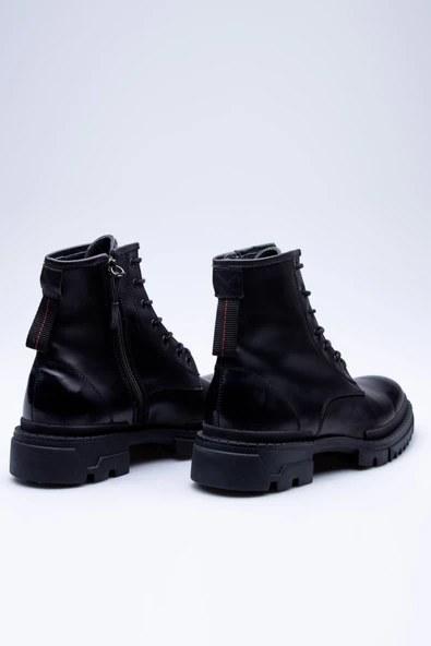 Fermuar Detaylı Deri Bağcıklı Askeri Postal - 7