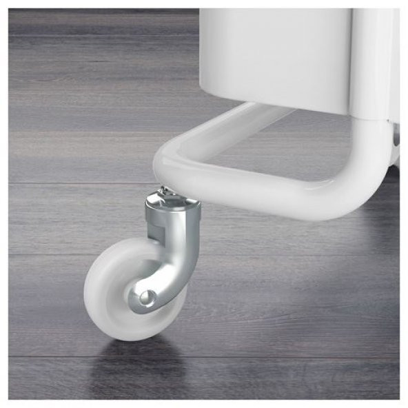 Çelik-Beyaz Servis Arabası 35x45x78 Cm IKEA Banyo Düzenleyici-Raf Ünitesi Tekerli - 2
