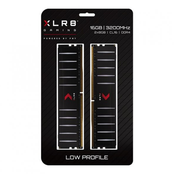 PNY XLR8 Low Profile 16GB (2x8GB) 3200MHz CL16 DDR4 Ram (MD16GK2D4320016LP) - 3