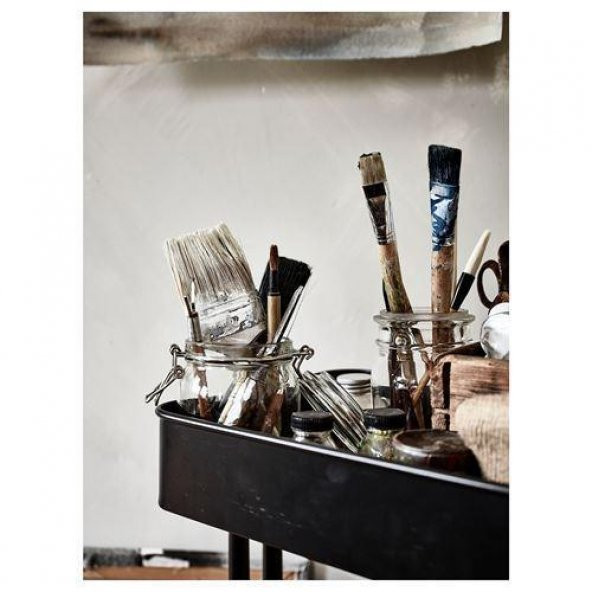Çelik-Siyah Servis Arabası 35x45x78 Cm IKEA Banyo Düzenleyici-raf Ünitesi Tekerli - 10