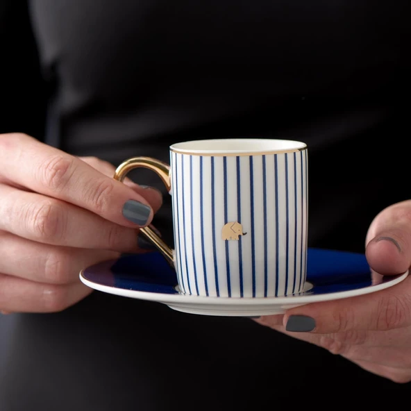 Jumbo Navy 2 Kişilik Kahve Fincan Takımı Mavi 90 ml - Resim 7