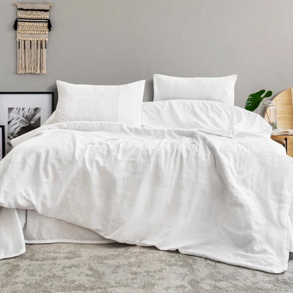 Schafer Home Etamine Pamuk ÇK Nevresim Takımı 4 Parça-Beyaz