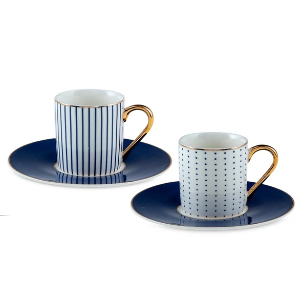 Jumbo Navy 2 Kişilik Kahve Fincan Takımı Mavi 90 ml - Resim 2