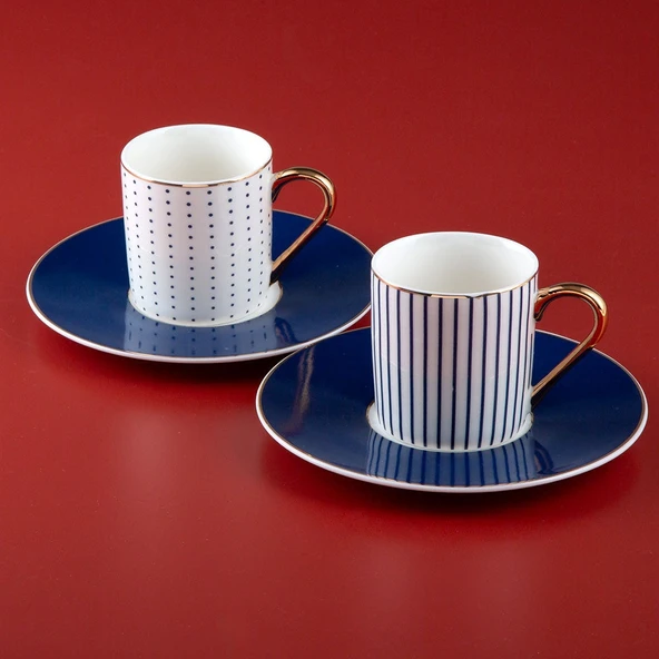 Jumbo Navy 2 Kişilik Kahve Fincan Takımı Mavi 90 ml ürün görseli 1