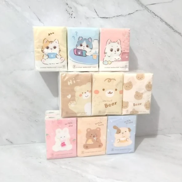 Periboia Sevimli Figürlü Çocuk Mendili 9'lu Paket