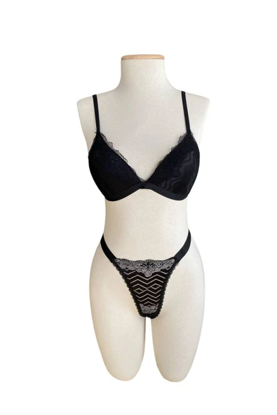 İNSPİRA 2 Lastikli Balensiz Sütyen Tanga Takımı Kaplı Desenli Alt Üst