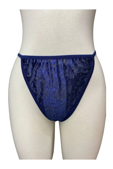 İNSPİRA Kadın Kısa Jakarlı Yırtmaç Detaylı Transparan Gecelik Tanga Takım - 4