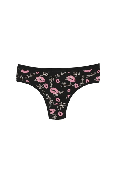 İNSPİRA Pamuklu Elastan Kadın Külot Tanga 3'lü Paket Dudak Desenli Öpücük Kiss String - 4