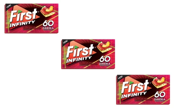 First 60 Dk Infinity Karpuz & Şeftali Aromalı Şekersiz Tatlandırıcılı Sakız - 3'lü Paket - 1