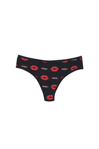 İNSPİRA Pamuk Elastin Karışımı Kadın Külot Tanga 3 Lü Paket Kırmızı Beyaz Lacivert Öpücük Kiss String - 3