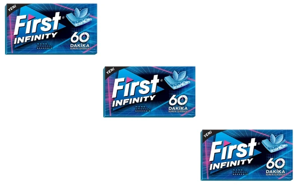 First 60 Dk Infinity Nane Aromalı Şekersiz Tatlandırıcılı Sakız - 3'lü Paket