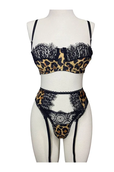 İNSPİRA Sütyen külot jartiyer takımı 3’lü set