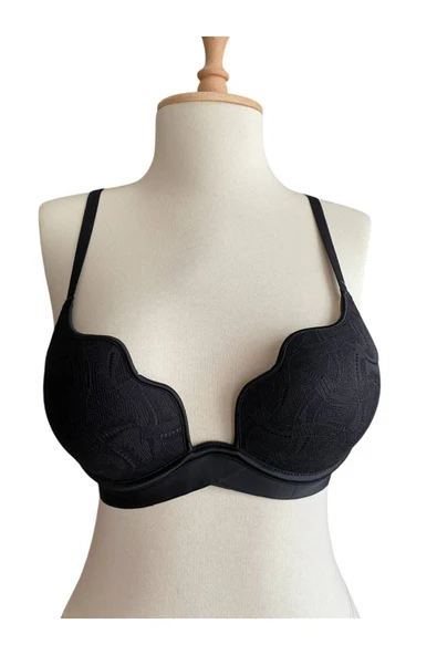 İNSPİRA Balenli Yarı Destekli Push Up Desenli V Kesim B Kap Premium Kalite Sütyen