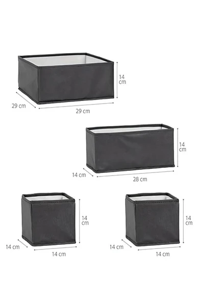 4'lü Dolap İçi Çamaşır Düzenleyici Set, Bebek Kıyafet Eşarp Çorap Sütyen Eşya Saklama Kutu Seti - Resim 2