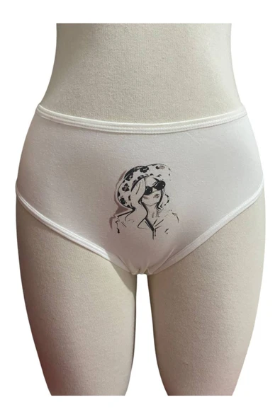 İNSPİRA Büyük Beden Pamuklu Külot Leopar Desenli Ve Kız Figürlü 2'Li Paket Hipster Yüksel Bel - 2