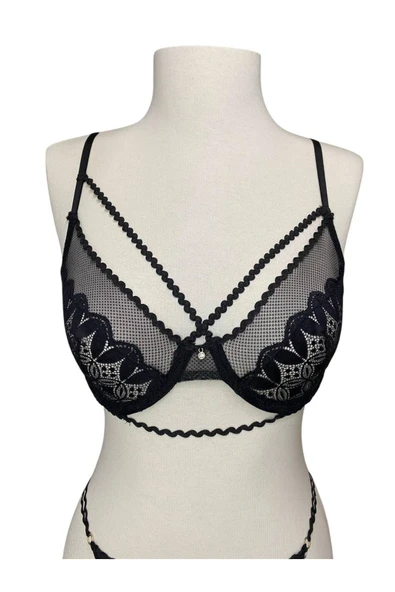 İNSPİRA Dantel Detaylı Kapsız Likralı Sütyen Külot Takımı İç Giyim Slip Külot Brazilyan - 5