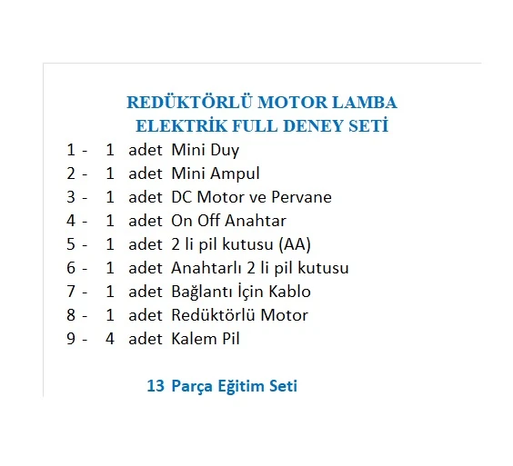 REDÜKTÖRLÜ MOTOR LAMBA ELEKTRİK FULL DENEY SETİ - 2