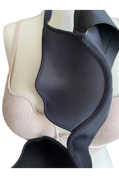 İNSPİRA Balenli Yarı Destekli Push Up Desenli V Kesim B Kap Premium Kalite Sütyen - 4