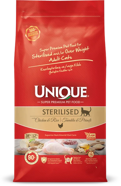 UNIQUE Sterilised tavuklu&pirinçli 1.5kg kuru kedi maması - 1