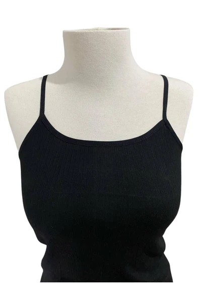 İNSPİRA İp Askılı Fitilli Pamuklu Likralı Penye Kadın Atlet Ribana Kumaş 3'Lü Paket - 4