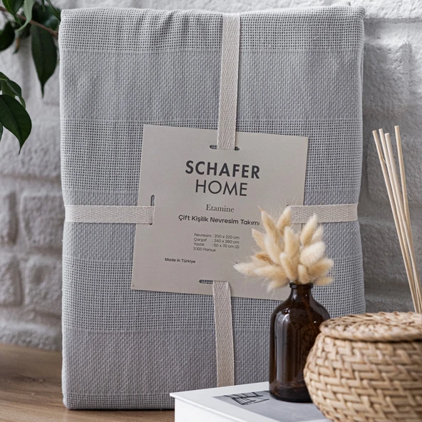 Schafer Home Etamine Pamuk ÇK Nevresim Takımı 4 Parça-Gri - 4