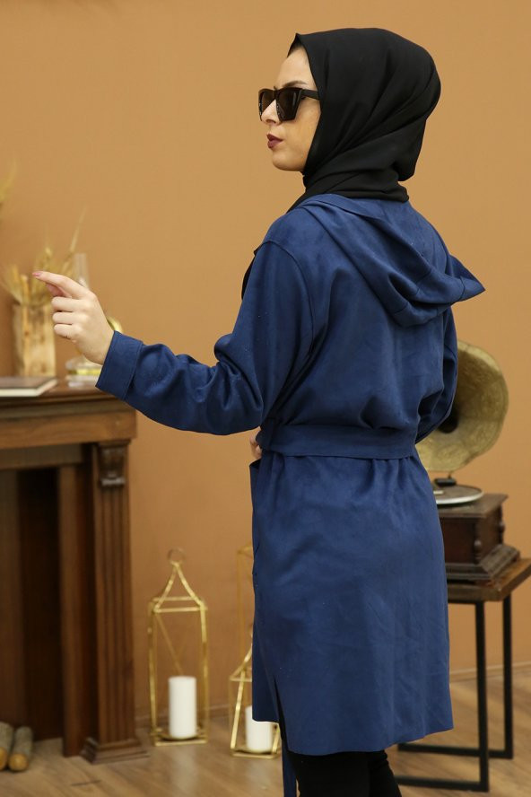 Süet Bağlamalı Kap - İndigo - 2