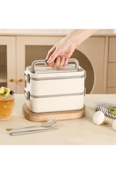 Cooker Yk1612 Paslanmaz Çelik Yemek Kabı Dikdörtgen Çift Katmanlı Yemek Kabı Öğrenci Taşınabilir Yemek Kabı - Resim 3