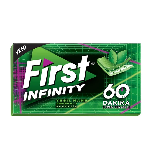 First 60 Dk Infinity Yeşil Nane Aromalı Şekersiz Tatlandırıcılı Sakız - 3'lü Paket - 2
