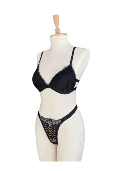 İNSPİRA 2 Lastikli Balensiz Sütyen Tanga Takımı Kaplı Desenli Alt Üst - 2