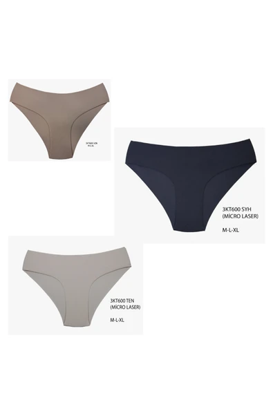 İNSPİRA Micro Lazer Kesim Külot Micro Kumaş 3 lü Paket Siyah Vizon Ten Rengi Naylonumsu Doku Değildir