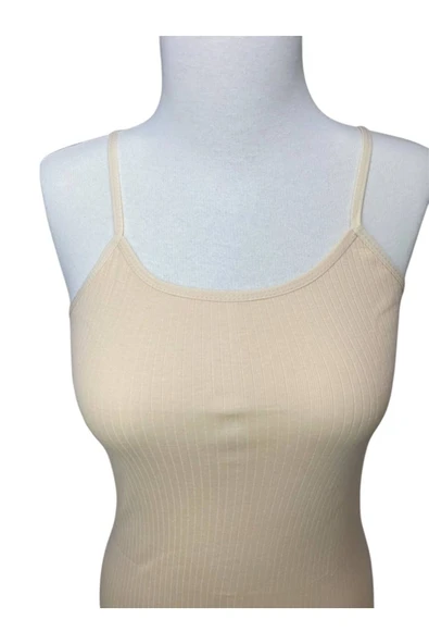 İNSPİRA İp Askılı Fitilli Pamuklu Likralı Penye Kadın Atlet Ribana Kumaş 3'Lü Paket - 2