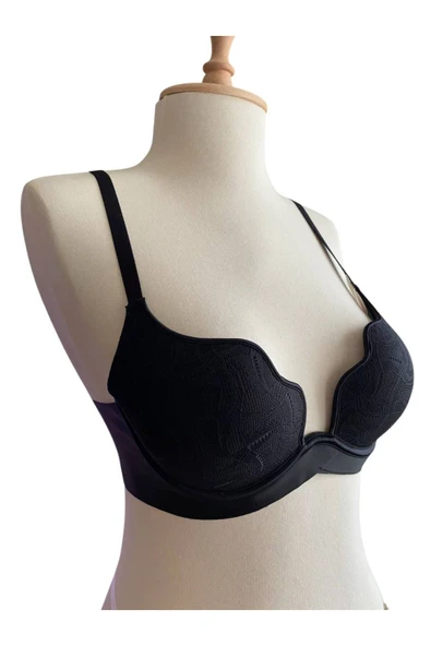 İNSPİRA Balenli Yarı Destekli Push Up Desenli V Kesim B Kap Premium Kalite Sütyen - 2