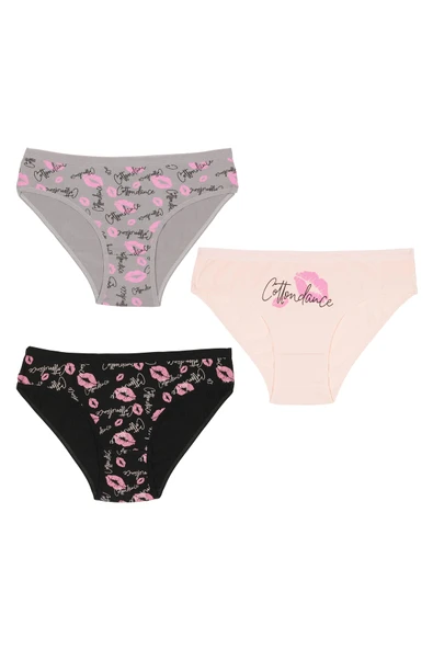 İNSPİRA Pamuklu Elastan Kadın Külot Baskılı 3’lü Paket Kiss Öpücük Dudak Desenli