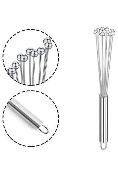 Periboia Paslanmaz Çelik Boncuk Çırpıcı Kaymaz Kırılmaz Yumurta Süt Krema Sos Çırpıcısı Pratik Karıştırıcısı