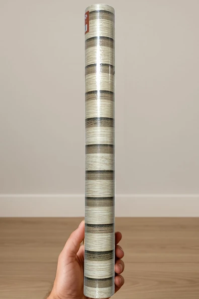 Yapışkanlı Asetat Açık Bej-Kahverengi Ahşap Desenli 45x200 cm - 1 Adet - 1