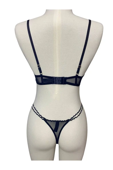 İNSPİRA Dantel Detaylı Kapsız Likralı Sütyen Külot Takımı İç Giyim Slip Külot Brazilyan - 2