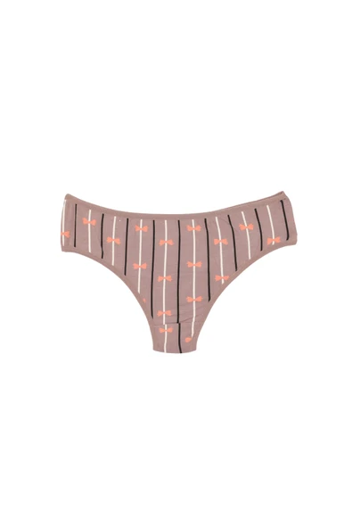 İNSPİRA Pamuklu Elastan Kadın Külot Tanga 3'lü Paket Kurdele Desenli - 3
