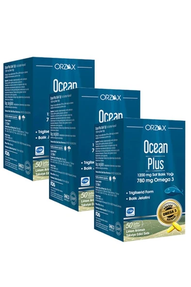 Ocean Plus 1200 mg Omega3 Balık Yağı 50 Kapsül x 3 Adet ürün görseli